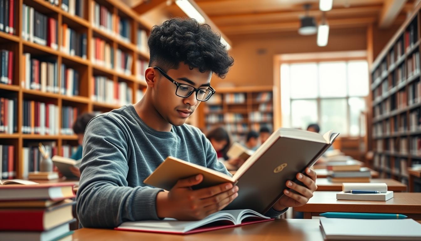 Student using a study guide to organize academic notes
